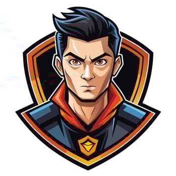 a man with black hair and a black shirt vector