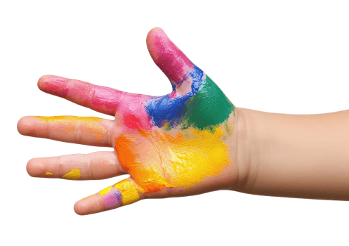 Kids hand with paint png