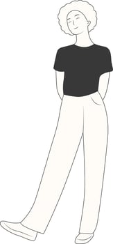 Female Walking with Curly Hair vector