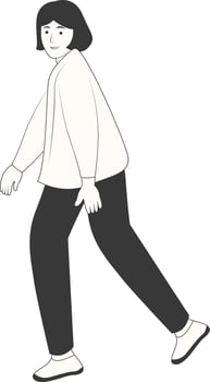 Young Lady Walking with Short Hair vector
