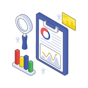 Audit Report isometric Colored illustration. vector