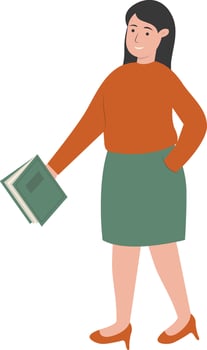 Woman Teacher Holding Book vector