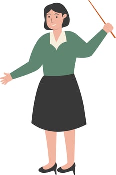 Young Female Teacher Holding Stick vector