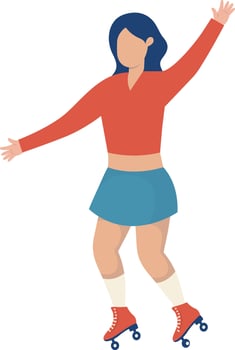 Adult Women Playing Roller Skate with Red Clothes vector
