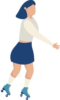 Adult Women Playing Roller Skate with Skirt vector