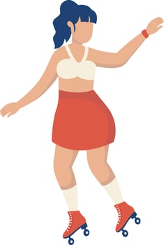 Adult Girl Playing Roller Skate with Cartoon Design vector