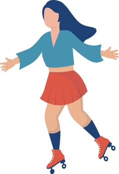 Adult Woman Play Rollerskate with Blue Clothes vector