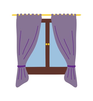 Window. Hand-drawn illustration. Modern flat apartment elements vector