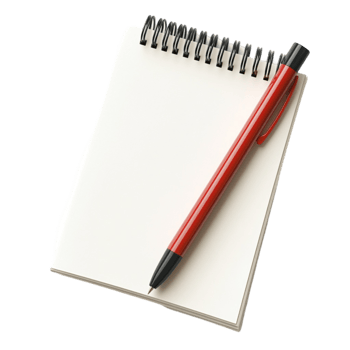 Notebook with Writing Pen on Transparent Background png