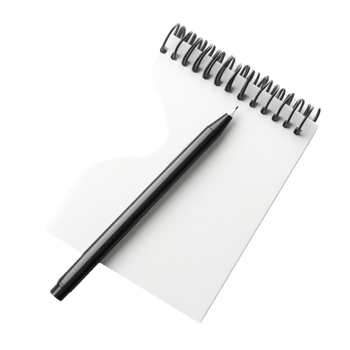 Open Notebook with Pen on Transparent Background png