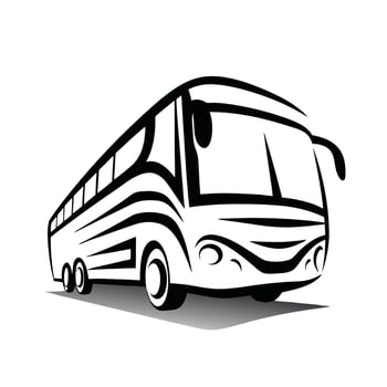 Black and White Bus Sketch Outline Illustration vector