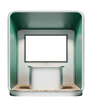 Booth Product Display Mockup design Background for Exhibition Showcase Green png