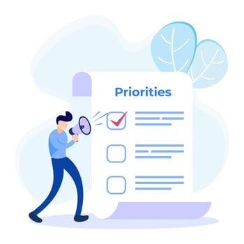 Illustration graphic cartoon character of priorities vector