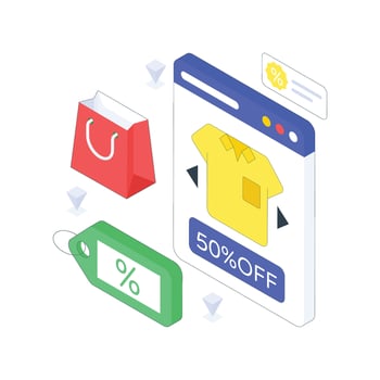 Discount Offer isometric Colored illustration vector