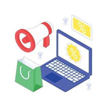 Discount Promotion isometric Colored illustration. vector