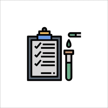 A clipboard with a pen and a test tube vector