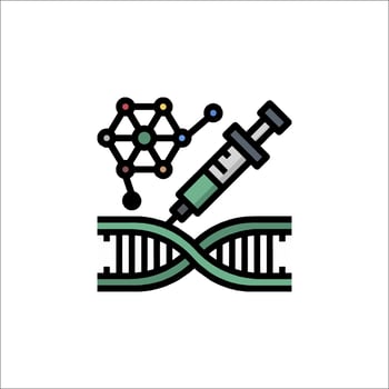 Dna and syringe icon, illustration vector