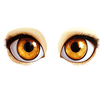 Cute Orange Anime Eye with Black Eyebrows On Transparent Background png