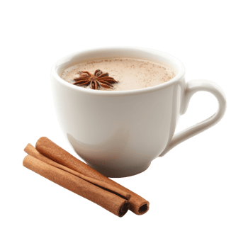 Warm Chai Tea with Cinnamon on transparent background. png