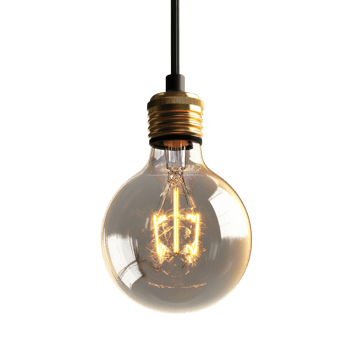 Glowing Lightbulb Filament Close-up on transparent background. png