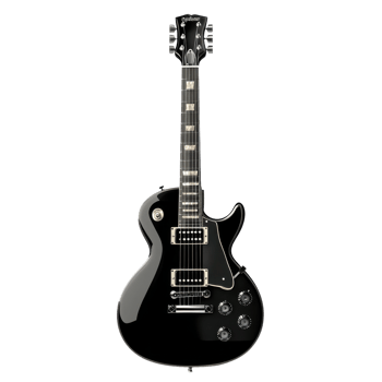 Sleek Black Electric Guitar on transparent background. png