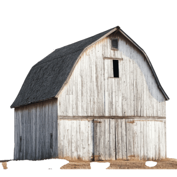 Rustic Barn in Countryside on transparent background. png
