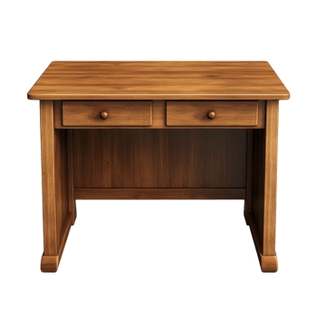 Wooden Desk for Home Office on transparent background. png