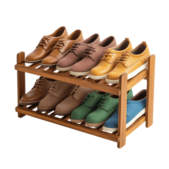 Wooden Shoe Rack on White Background on transparent background. png