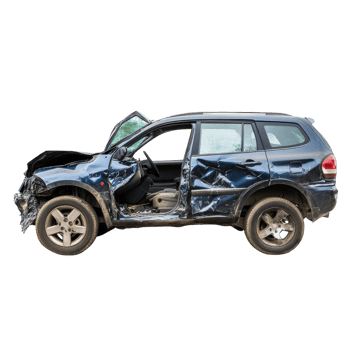 Severe Car Crash Damage on transparent background. png