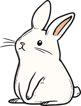 Cute Hand-Drawn White Bunny Rabbit Illustration for Children's Books and Easter Greeting Cards png