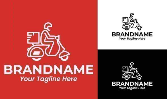 Modern Scooter Delivery Logo for Food Couriers and Urban Logistics vector
