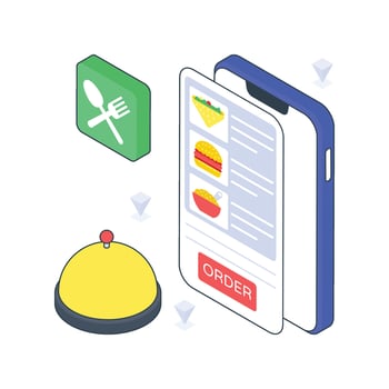 Online Food Menu isometric Colored illustration vector