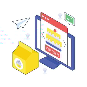 Online Cake Order isometric Colored illustration vector