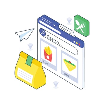 Food Website isometric Colored illustration vector