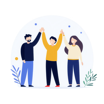 A group of friends celebrating together in a joyful and colorful setting. png