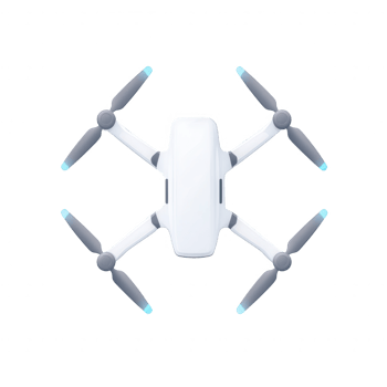 A sleek white drone with four propellers, showcasing modern technology and design. png