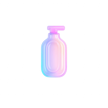 A stylish, modern lotion bottle with a vibrant pink cap and gradient design. png