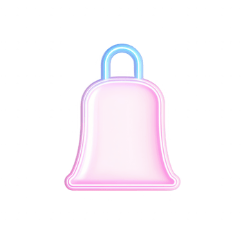 A vibrant pink bell icon with a blue handle, ideal for notifications and alerts. png