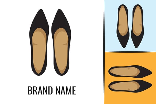 Elegant female shoes logo. Woman shoe footwear logotype. Women boots logo vector