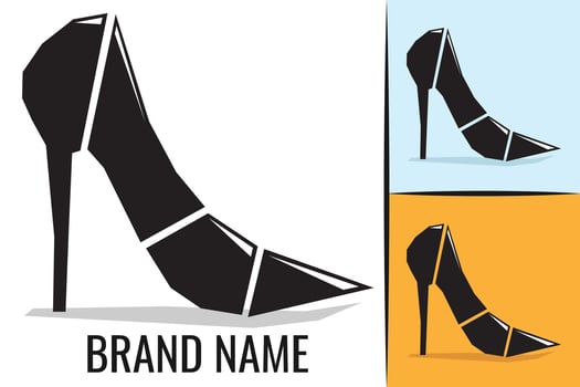 Elegant female shoes logo. Woman's shoes footwear logotype. Women boots logo vector