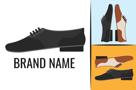 Elegant man shoes logo. Male shoe footwear logotype. Man boots logo vector