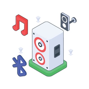Wireless Speaker isometric Colored illustration vector