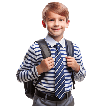 Student Boy in School Uniform with backpack Transparent background image png