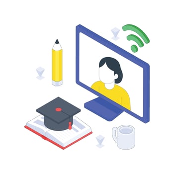 Online tuition isometric Colored illustration vector