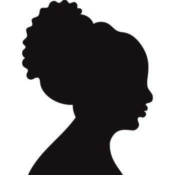 Silhouette profile african american curly women png
