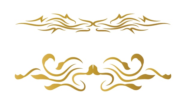 golden calligraphy line isolated on white background. text divider element and frame decoration vector