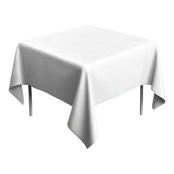 A white table with a cloth on it png