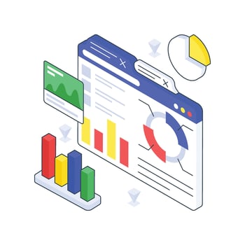 Business Statistics isometric Colored illustration vector