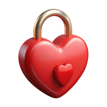 Red Heart-Shaped Padlock with Small Heart png