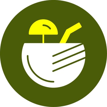 Coconut drink Solid Two Color Circle Style vector